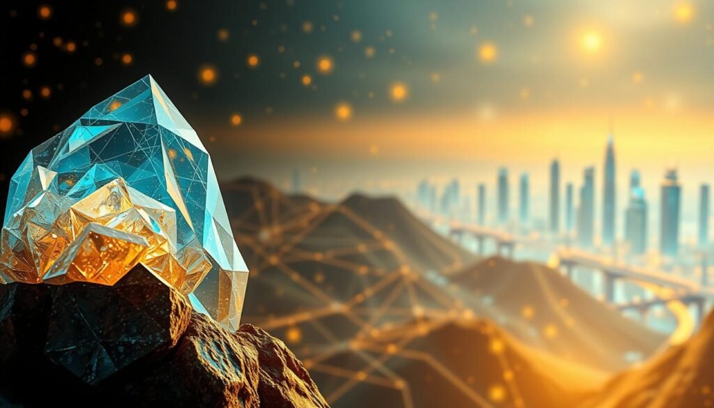 A vibrant digital landscape, where data streams flow like digital gold. In the foreground, a crystalline structure represents the secure containment of valuable digital assets, its intricate facets reflecting the complexity of modern data protection. The middle ground features a network of interconnected nodes, symbolizing the interconnected nature of digital infrastructure. In the background, a cityscape of towering data towers rises, representing the growing importance of digital investments and the opportunities they present. The scene is bathed in a warm glow, conveying a sense of stability, security, and the promise of a prosperous digital future. Lighting is soft and diffused, creating a sense of depth and atmosphere. The camera angle is slightly elevated, providing a panoramic view of this digital realm. A vibrant digital landscape, where data streams flow like digital gold. In the foreground, a crystalline structure represents the secure containment of valuable digital assets, its intricate facets reflecting the complexity of modern data protection. The middle ground features a network of interconnected nodes, symbolizing the interconnected nature of digital infrastructure. In the background, a cityscape of towering data towers rises, representing the growing importance of digital investments and the opportunities they present. The scene is bathed in a warm glow, conveying a sense of stability, security, and the promise of a prosperous digital future. Lighting is soft and diffused, creating a sense of depth and atmosphere. The camera angle is slightly elevated, providing a panoramic view of this digital realm.